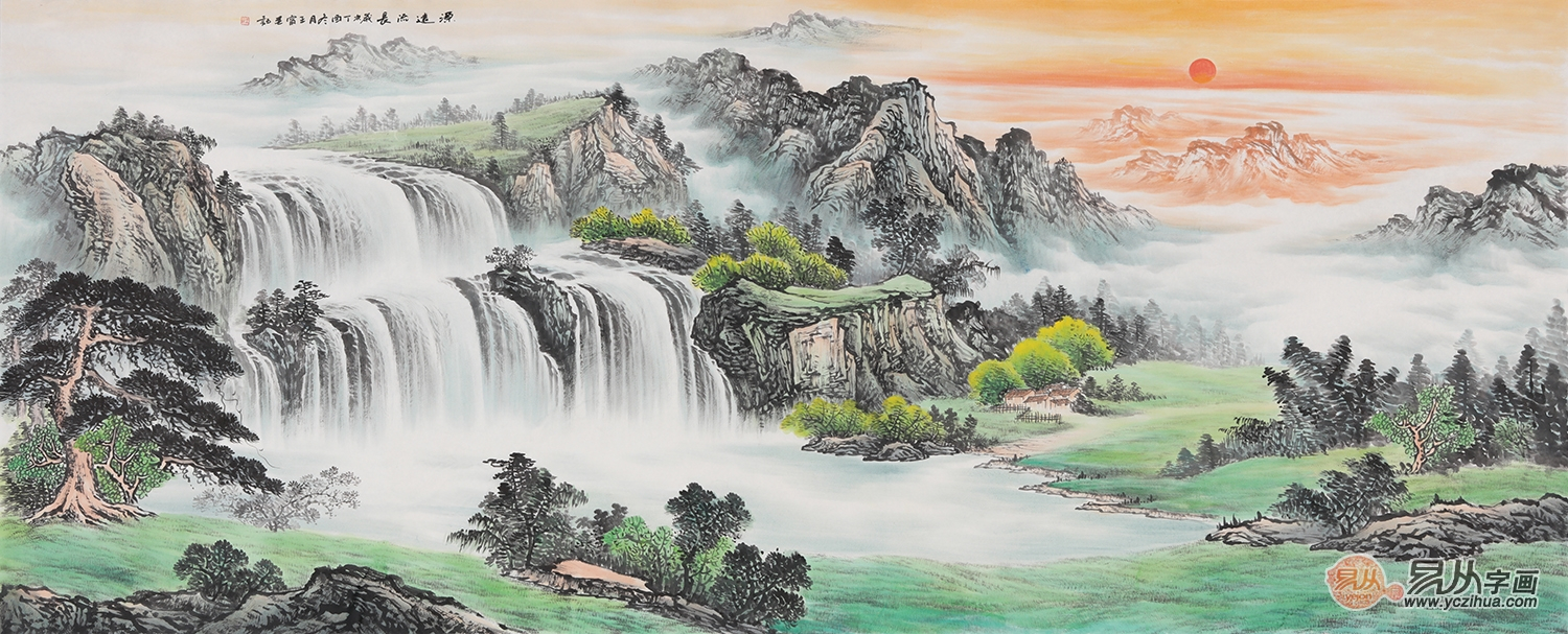 聚宝盆山水画挂哪边好?可以根据家宅的坐向来确定!