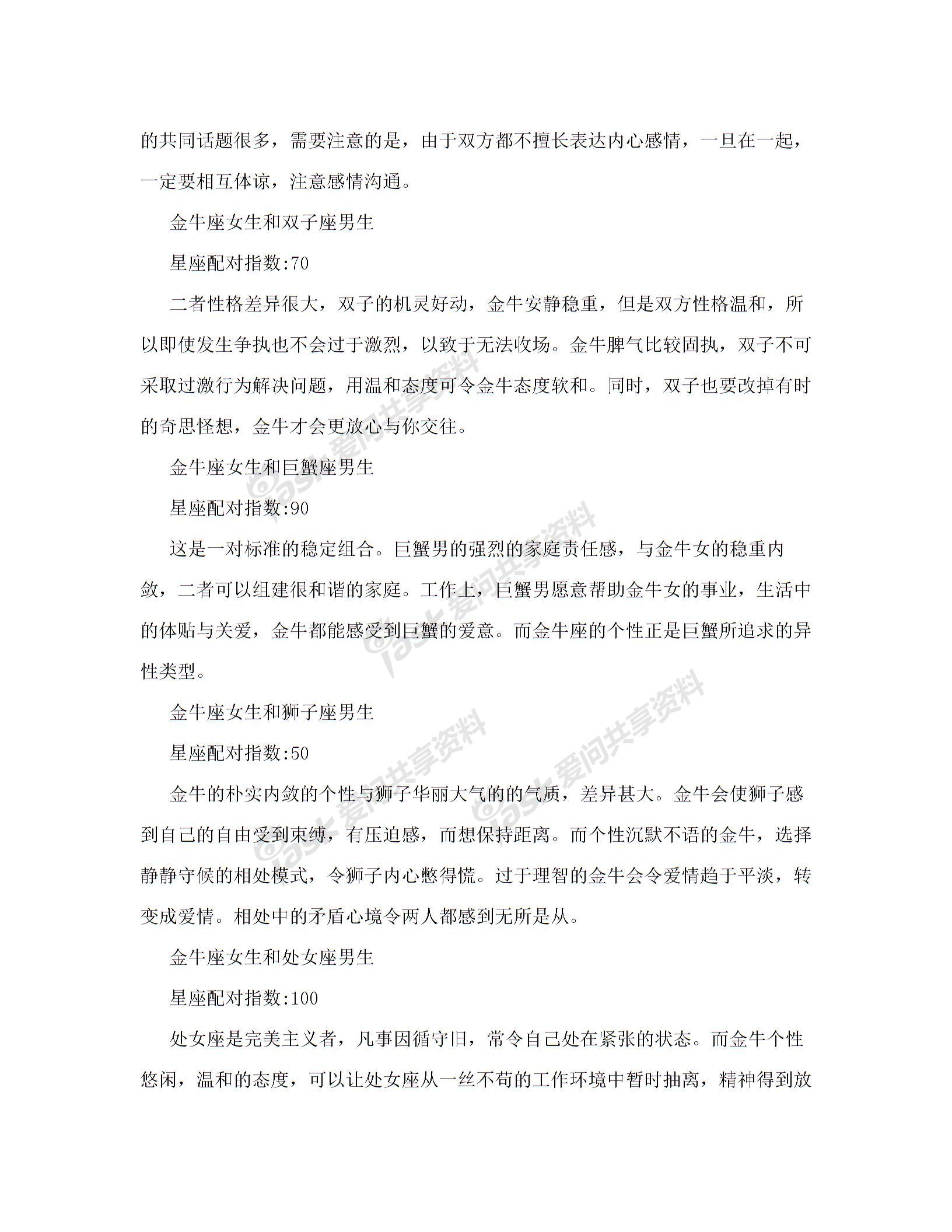 金牛女跟十二星座配对指数！金牛爱情运势图片1